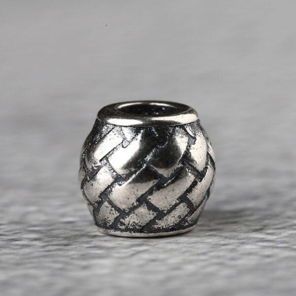 Drum bead, woven pattern bead, spacer bead, s925 sterling silver, silver bead, oxidized silver bead - Image 6