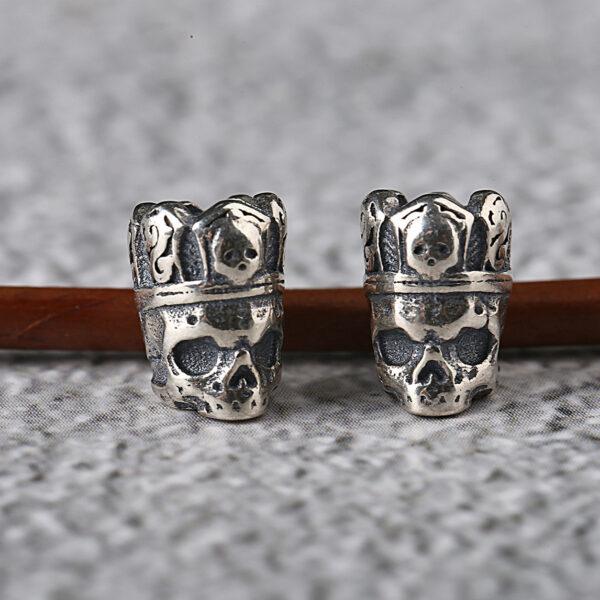 crown bead, skull bead, spacer bead, s925 sterling silver, silver bead, oxidized silver bead - Image 6