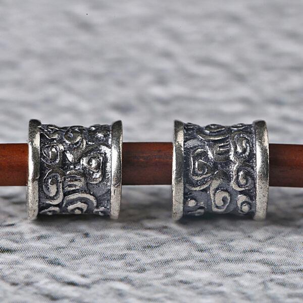 tube bead, flower pattern bead, spacer bead, jump ring, s925 sterling silver, silver bead, oxidized silver bead - Image 6