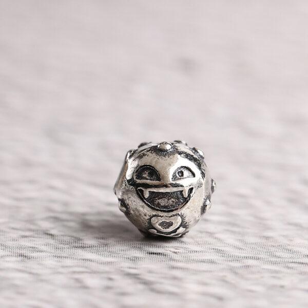 smiley face bead, round bead, spacer bead, s925 sterling silver, silver bead, oxidized silver bead - Image 6