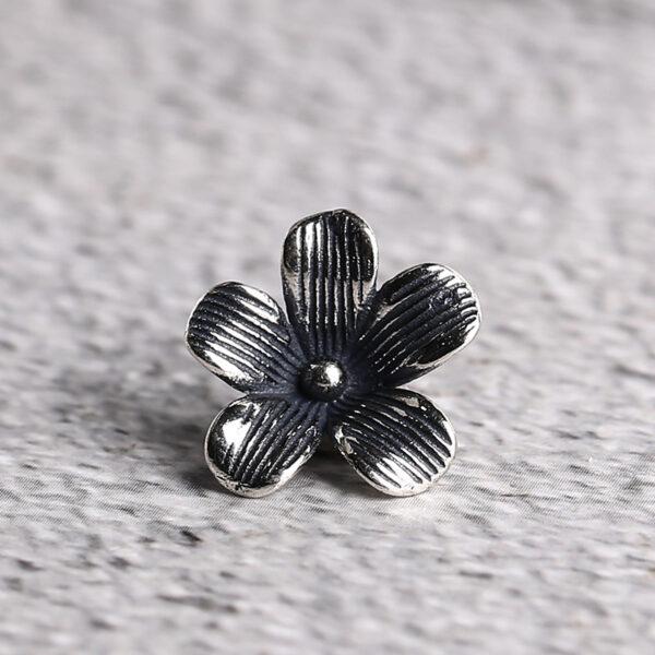 flower charm, flower button bead, s925 sterling silver, silver charm, oxidized silver bead - Image 6