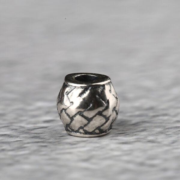 Drum bead, woven pattern bead, spacer bead, s925 sterling silver, silver bead, oxidized silver bead - Image 7