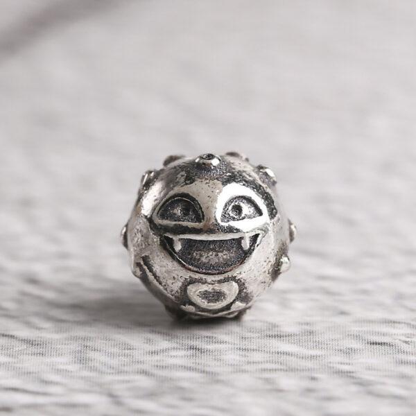 smiley face bead, round bead, spacer bead, s925 sterling silver, silver bead, oxidized silver bead - Image 7