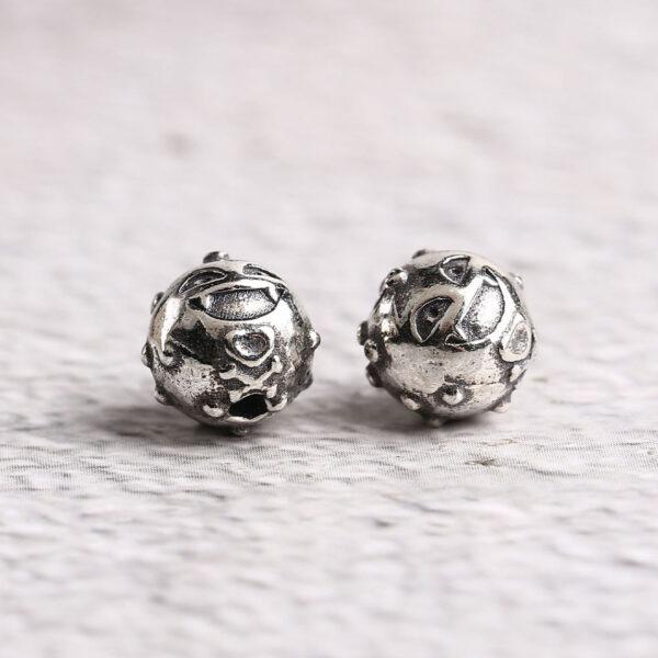 smiley face bead, round bead, spacer bead, s925 sterling silver, silver bead, oxidized silver bead - Image 8