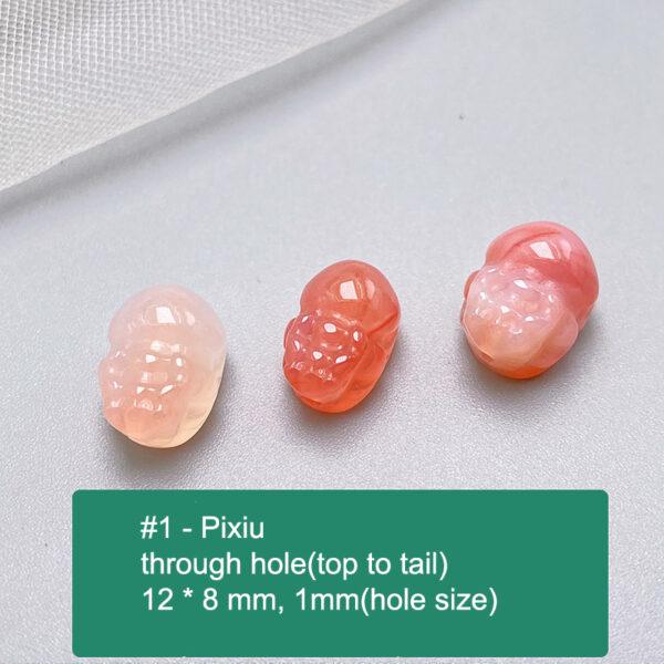 multi shapes bead, agate bead, agate charm, pink bead, orange bead, red bead - Image 2
