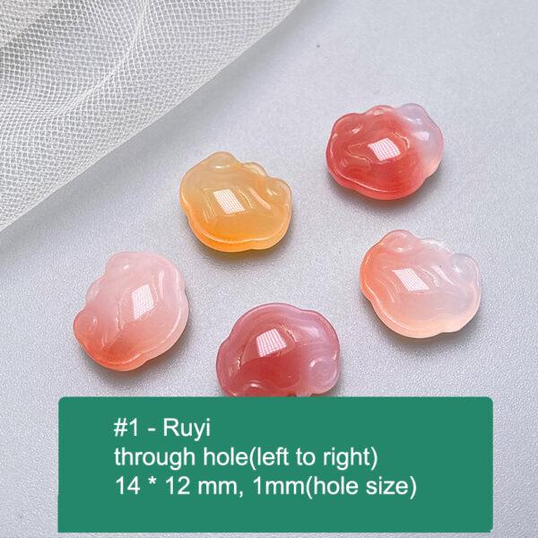 multi shapes bead, agate bead, agate charm, pink bead, orange bead, red bead - Image 2