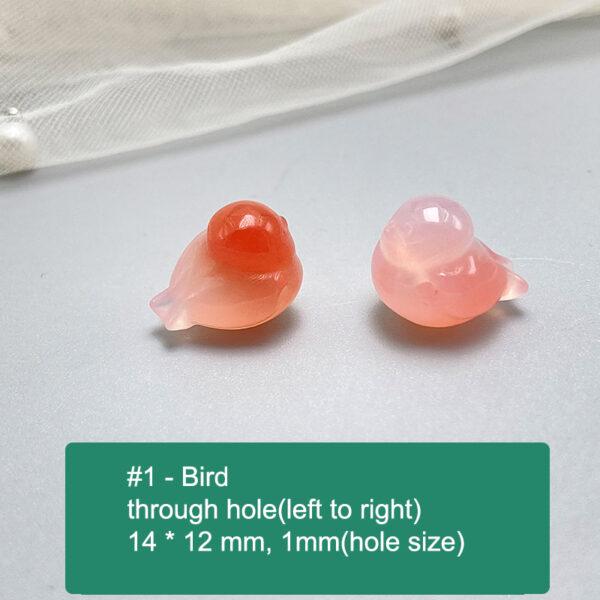 multi shapes bead, agate bead, agate charm, pink bead, orange bead, red bead - Image 2