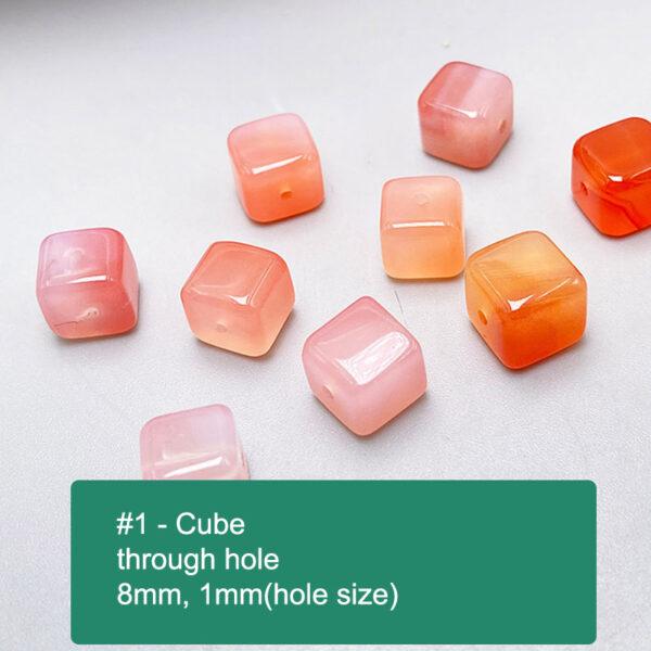 multi shapes bead, agate bead, agate charm, pink bead, orange bead, red bead - Image 2