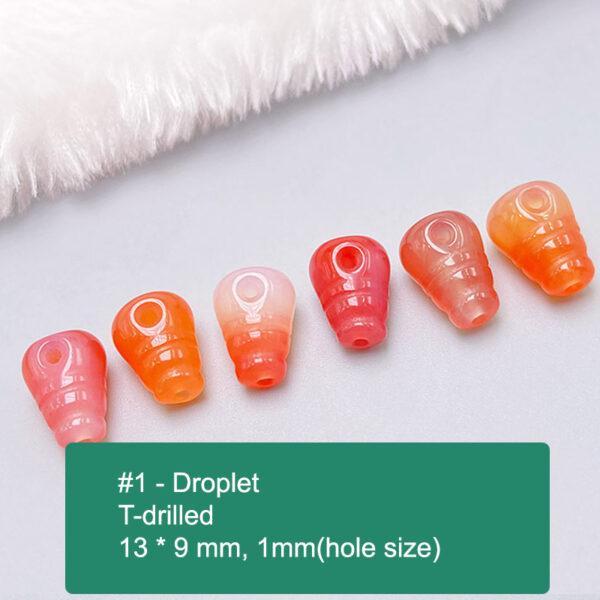 multi shapes bead, agate bead, agate charm, pink bead, orange bead, red bead - Image 2