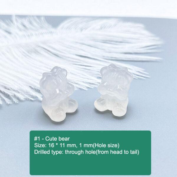 multi shapes bead, agate bead, agate charm, hazy white bead, hazy bead - Image 2