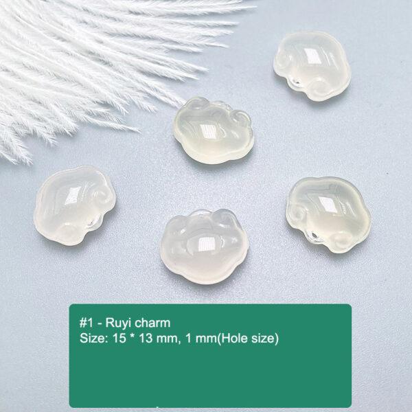 multi shapes bead, agate bead, agate charm, hazy white bead, hazy bead - Image 2