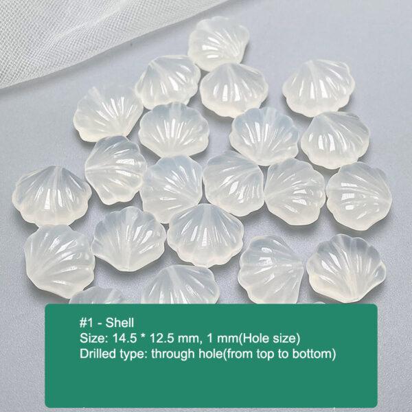 multi shapes bead, agate bead, agate charm, hazy white bead, hazy bead - Image 2