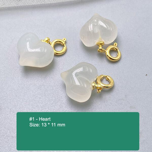 multi shapes bead, agate bead, agate charm, hazy white bead, hazy bead - Image 2