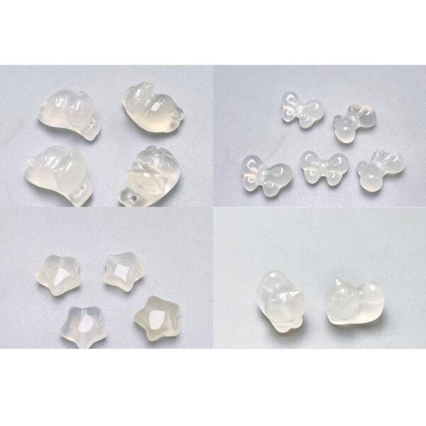 multi shapes bead, agate bead, agate charm, hazy white bead, hazy bead