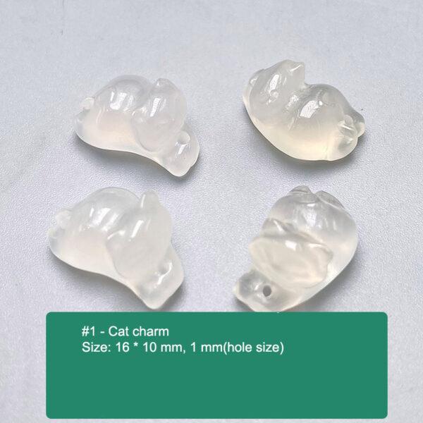 multi shapes bead, agate bead, agate charm, hazy white bead, hazy bead - Image 2