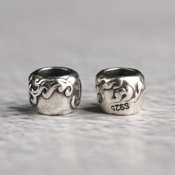 drum bead, flower bead, spacer bead, s925 sterling silver, silver bead, oxidized silver bead