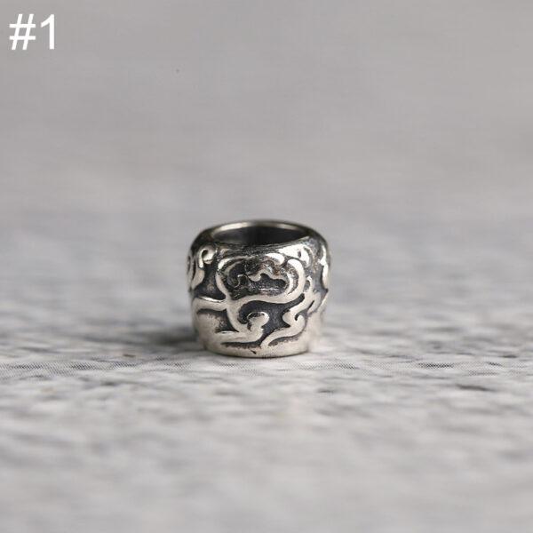 drum bead, flower bead, spacer bead, s925 sterling silver, silver bead, oxidized silver bead - Image 5