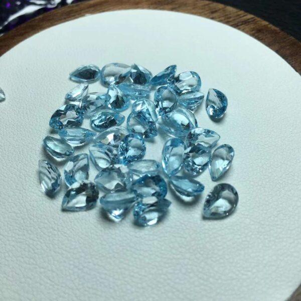 Topaz bead, droplet bead, facet bead, blue bead, clear bead, ring gemstone, pendant gemstone