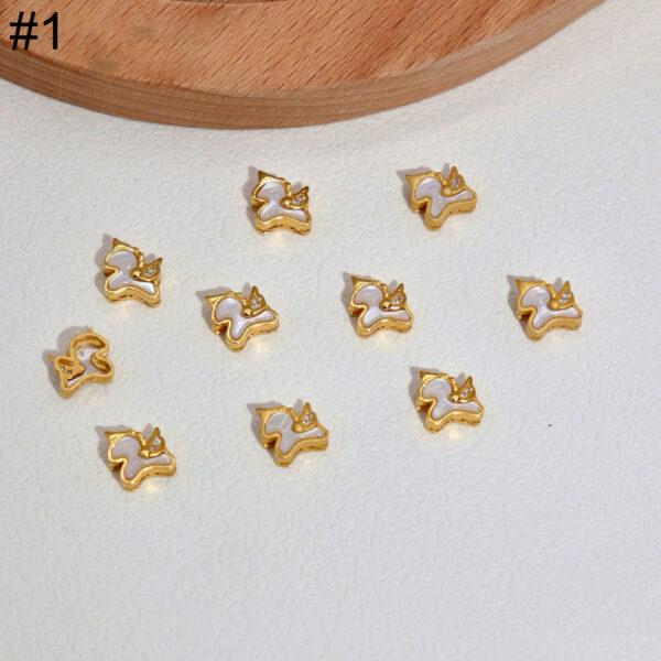 bezel bead, horse bead, flower bead, shell bead, white bead, sterling silver bead, gild bead, golden bead - Image 4