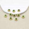 bezel bead, round bead, sun flower bead, nephrite bead, green bead, sterling silver bead, gild bead, golden bead
