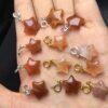 pink rutilated quartz charm, star charm, pink bead, sterling silver charm