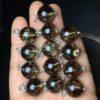 smoky quartz charm, ball charm, gray bead, clear bead, sterling silver charm