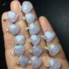 blue agate charm, heart charm, clear bead, sterling silver charm