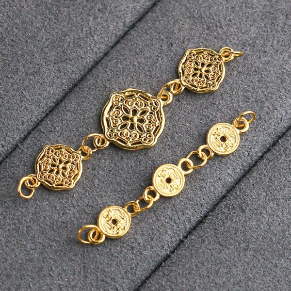 flower pattern chain, golden chain, s925 sterling silver, silver findings, golden bead, gild bead