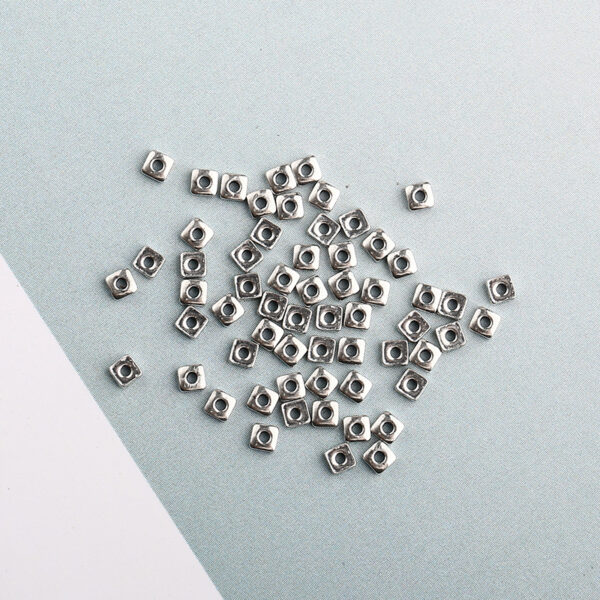 square bead, simple bead, spacer bead, s925 sterling silver, silver bead, oxidized silver bead