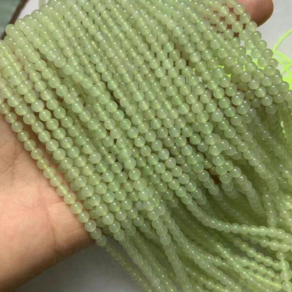 nephrite bead, round bead, whole strand bead, yellow green bead, jade bead, high quality bead, genuine bead, natural bead