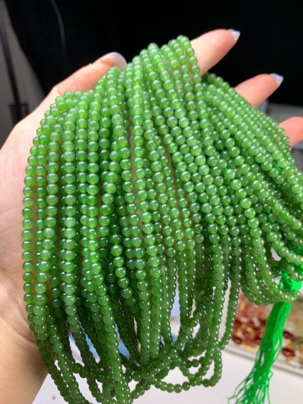 nephrite bead, round bead, whole strand bead, green bead, jade bead, high quality bead, genuine bead, natural bead