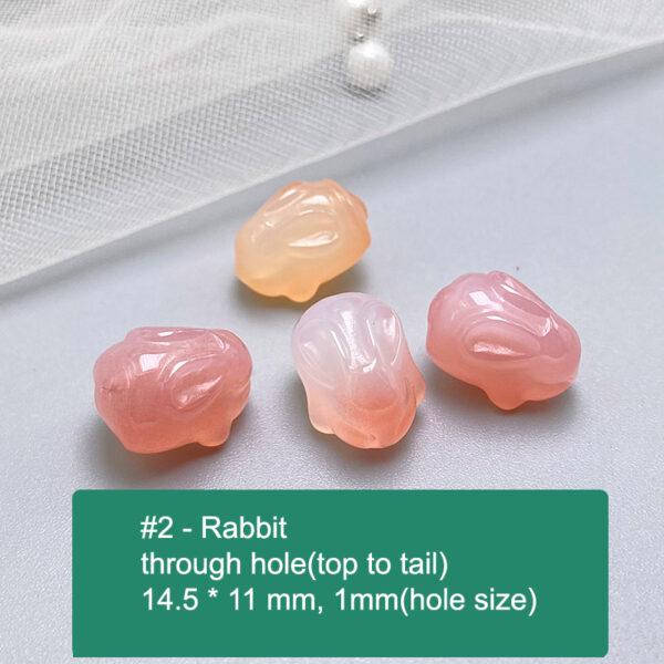 multi shapes bead, agate bead, agate charm, pink bead, orange bead, red bead - Image 3