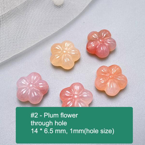 multi shapes bead, agate bead, agate charm, pink bead, orange bead, red bead - Image 3