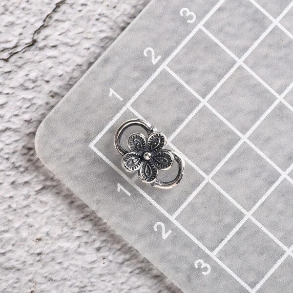 flower bead, plum flower bead, silver hook, silver clasp, s925 sterling silver, silver findings, oxidized silver bead - Image 2