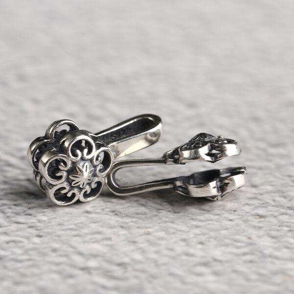 hollow flower clip, spacer bead, s925 sterling silver, silver bead, oxidized silver bead - Image 2