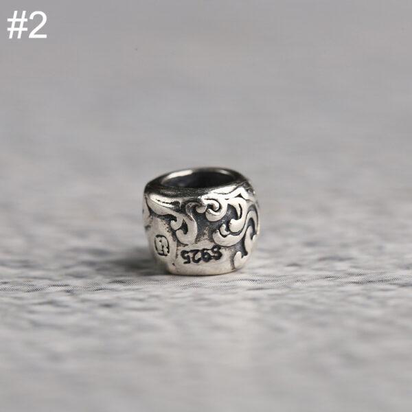 drum bead, flower bead, spacer bead, s925 sterling silver, silver bead, oxidized silver bead - Image 6
