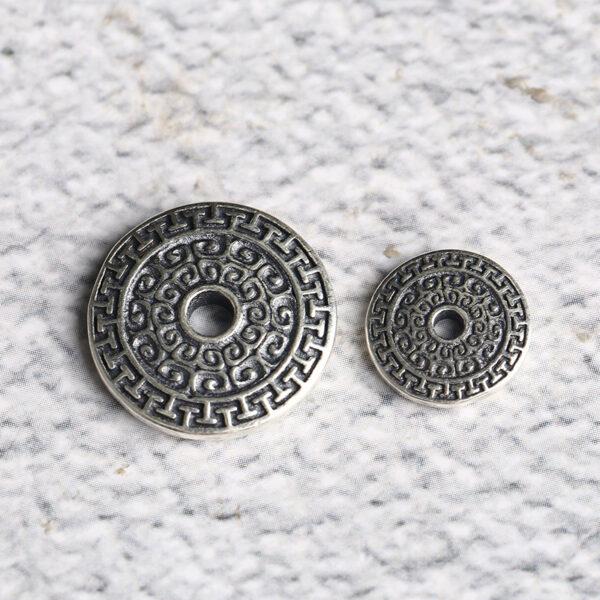 fret pattern bead, disc bead, disc charm, spacer bead, s925 sterling silver, silver bead, silver charm, oxidized silver bead - Image 2