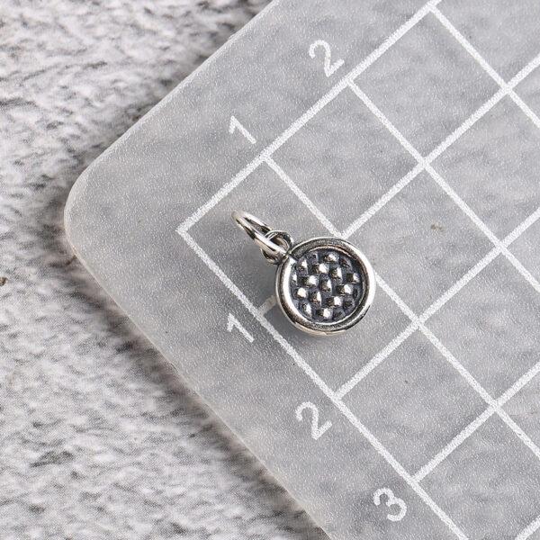 round charm, s925 sterling silver, silver charm, oxidized silver charm - Image 2