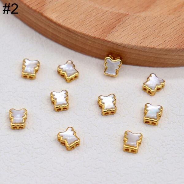 bezel bead, horse bead, flower bead, shell bead, white bead, sterling silver bead, gild bead, golden bead - Image 5