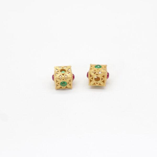 cube bead, hollow flower bead, zircon bead, colorful bead, sterling silver bead, gild bead, golden bead - Image 2