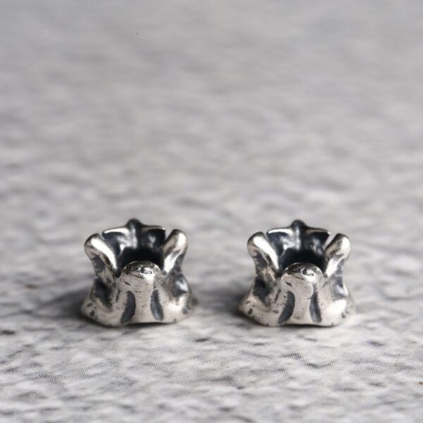 bone shape bead, joint shape bead, spacer bead, s925 sterling silver, silver bead, silver charm, oxidized silver bead - Image 2