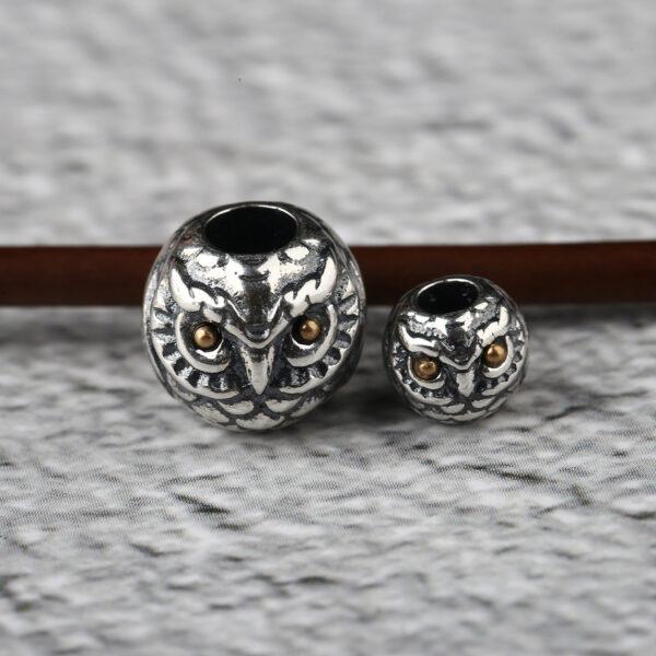 owl bead, bird bead, ball bead, spacer bead, s925 sterling silver, silver bead, oxidized silver bead - Image 2
