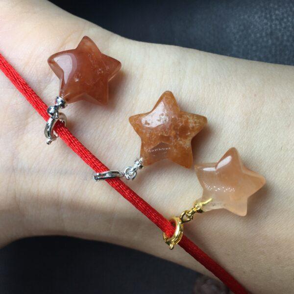 pink rutilated quartz charm, star charm, pink bead, sterling silver charm - Image 2
