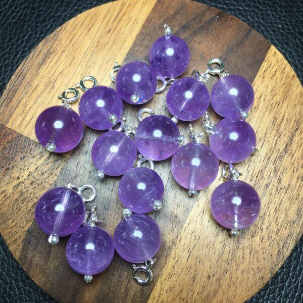amethyst charm, ball charm, purple bead, sterling silver charm - Image 2