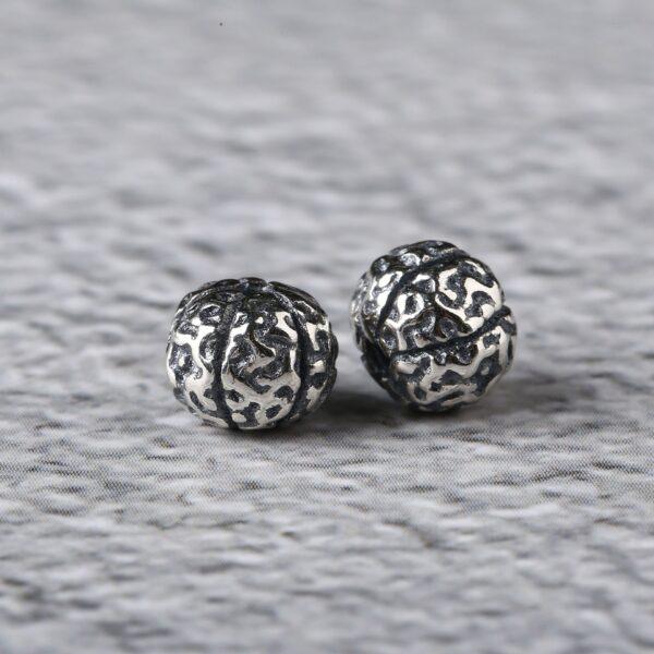 wrinkled skin bead, ball bead, spacer bead, s925 sterling silver, silver bead, oxidized silver bead - Image 2