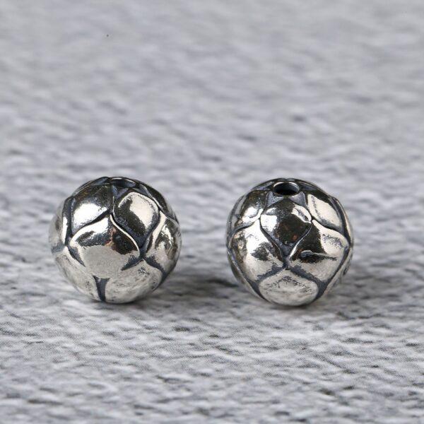 lotus flower bead, ball bead, spacer bead, s925 sterling silver, silver bead, oxidized silver bead - Image 2