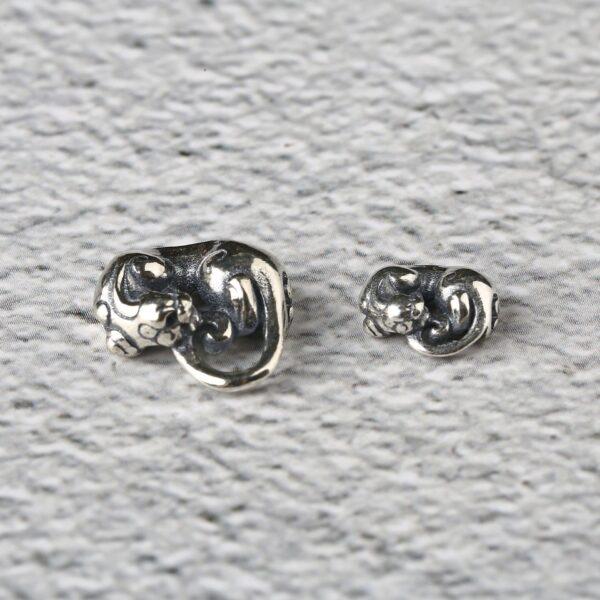 leopard charm, retro charm, s925 sterling silver, silver bead, silver charm, oxidized silver bead - Image 2