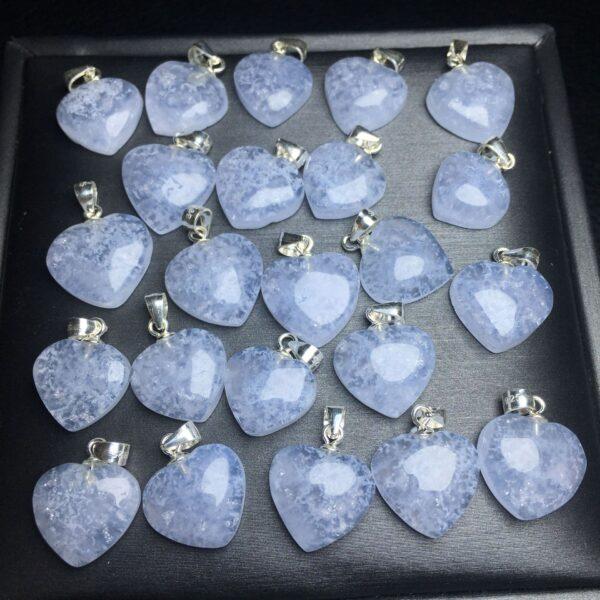 blue agate charm, heart charm, clear bead, sterling silver charm - Image 2