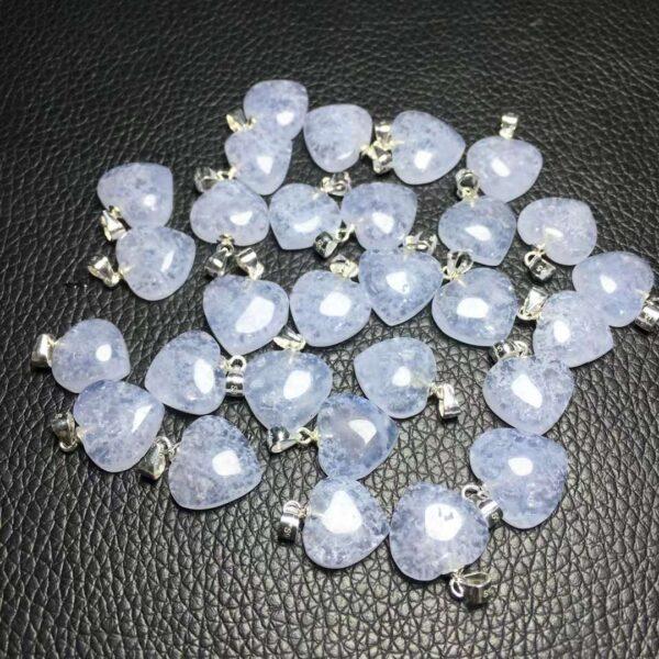 blue agate charm, heart charm, clear bead, sterling silver charm - Image 2
