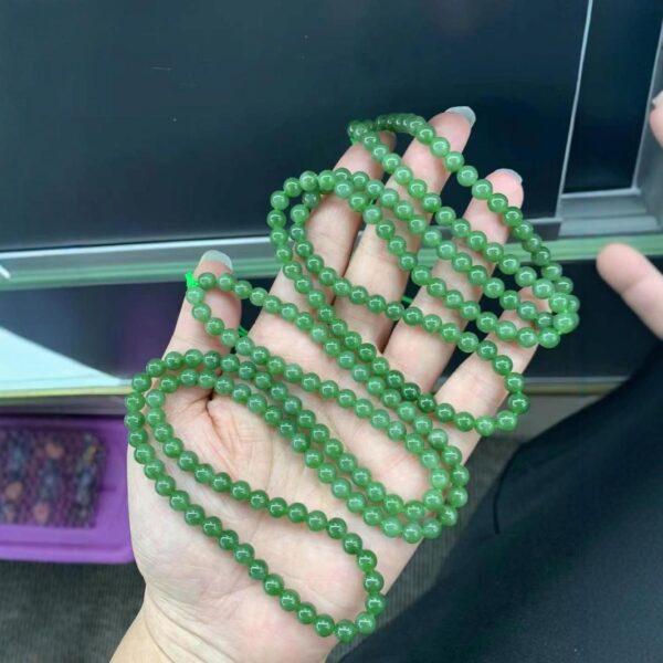 nephrite bead, round bead, whole strand bead, green bead, jade bead, high quality bead, genuine bead, natural bead - Image 2